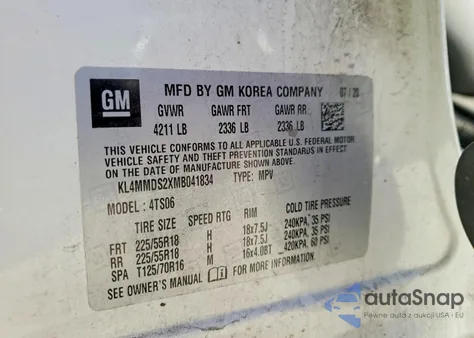 2021 Buick Encore Gx Select from USA, damaged, VIN KL4MMDS2XMB041834